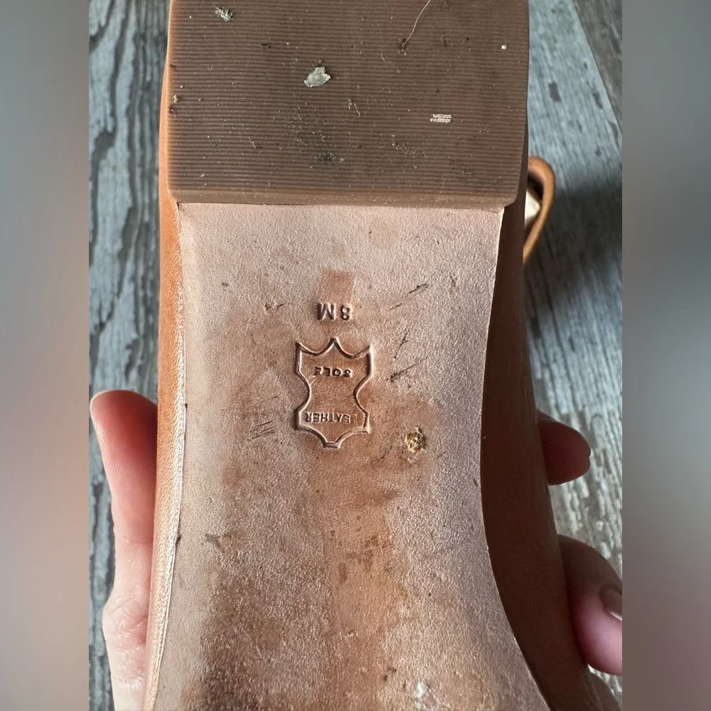 Tory Burch Goat Leather Ballet Flat Shoes,  tan color, size 8 - Picture 6 of 10